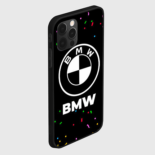 Чехол iPhone 12 Pro BMW конфети / 3D-Черный – фото 2