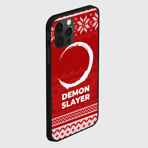 Чехол iPhone 12 Pro Новогодний Demon Slayer / 3D-Черный – фото 2