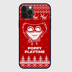 Чехол для iPhone 12 Pro Новогодний Poppy Playtime с оленями, цвет: 3D-черный
