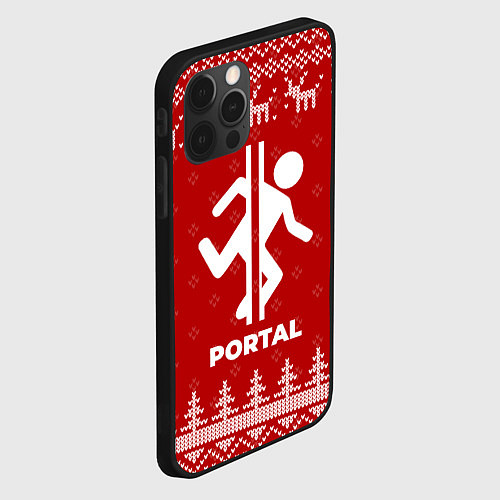 Чехол iPhone 12 Pro Новогодний Portal с оленями / 3D-Черный – фото 2