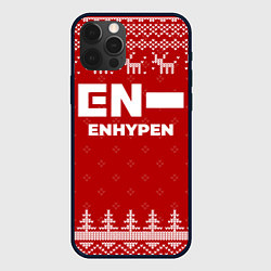 Чехол для iPhone 12 Pro Новогодний Enhypen с оленями, цвет: 3D-черный