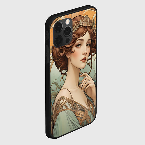 Чехол iPhone 12 Pro Красивая девушка ар-нуво / 3D-Черный – фото 2