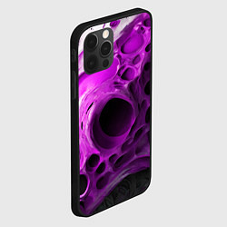 Чехол для iPhone 12 Pro Фиолетово-белая абстрактная структура, цвет: 3D-черный — фото 2