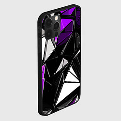 Чехол для iPhone 12 Pro Фиолетово-белые рельефные треугольники на чёрном ф, цвет: 3D-черный — фото 2