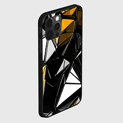 Чехол для iPhone 12 Pro Жёлто-белые рельефные треугольники на чёрном фоне, цвет: 3D-черный — фото 2