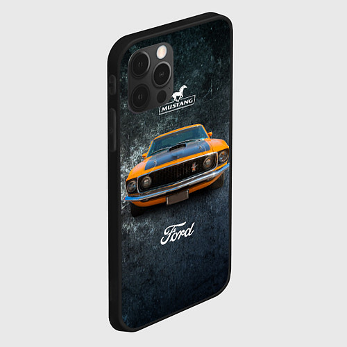 Чехол iPhone 12 Pro Спортивный американский автомобиль Ford Mustang / 3D-Черный – фото 2