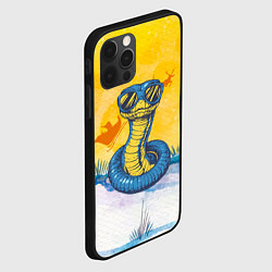 Чехол для iPhone 12 Pro Синяя змея в очках, цвет: 3D-черный — фото 2