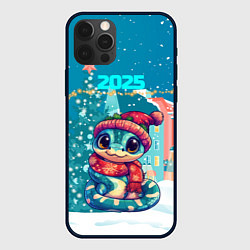 Чехол для iPhone 12 Pro Милая новогодняя змейка в шапочке, цвет: 3D-черный
