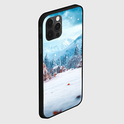 Чехол для iPhone 12 Pro Новогодний снежный городской пейзаж, цвет: 3D-черный — фото 2