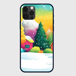 Чехол для iPhone 12 Pro Цветное новогоднее настроение, цвет: 3D-черный
