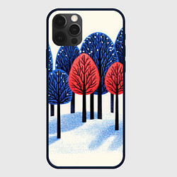 Чехол для iPhone 12 Pro Красно-синие елки, цвет: 3D-черный