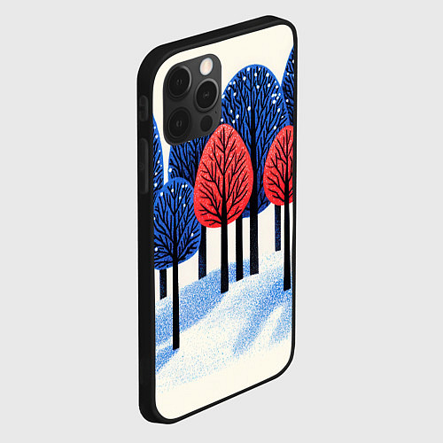 Чехол iPhone 12 Pro Красно-синие елки / 3D-Черный – фото 2