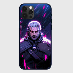 Чехол для iPhone 12 Pro Geralt - neon rain, цвет: 3D-черный