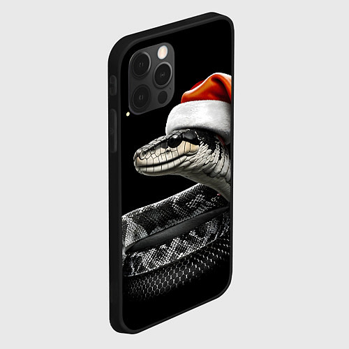 Чехол iPhone 12 Pro Змейка в шапочке на темном / 3D-Черный – фото 2