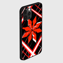 Чехол для iPhone 12 Pro Красно-белая звезда и полосы на чёрном фоне, цвет: 3D-черный — фото 2