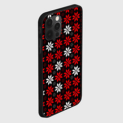 Чехол для iPhone 12 Pro Red and white stars on a black background, цвет: 3D-черный — фото 2