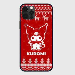 Чехол для iPhone 12 Pro Новогодний Kuromi с оленями, цвет: 3D-черный