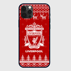 Чехол для iPhone 12 Pro Новогодний Liverpool с оленями, цвет: 3D-черный