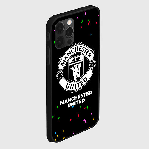 Чехол iPhone 12 Pro Manchester United конфети / 3D-Черный – фото 2