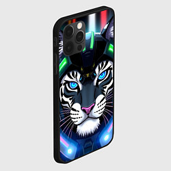 Чехол для iPhone 12 Pro Яркий неоновый кибер тигр, цвет: 3D-черный — фото 2