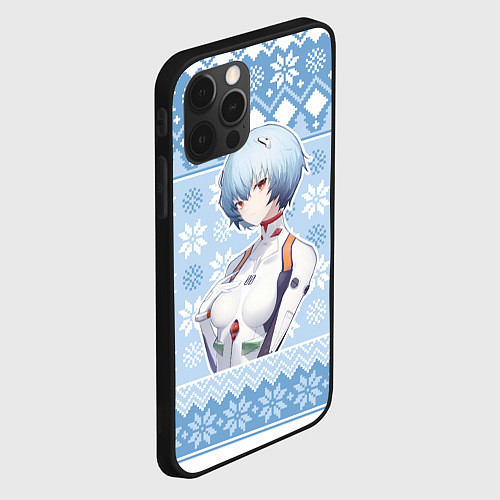 Чехол iPhone 12 Pro Rei christmas sweater Evangelion / 3D-Черный – фото 2