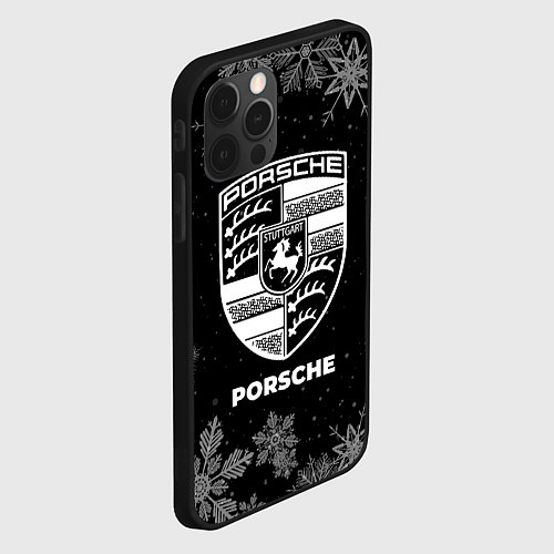 Чехол iPhone 12 Pro Снежный Porsche / 3D-Черный – фото 2