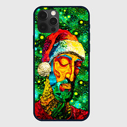 Чехол для iPhone 12 Pro Ded Moroz: pop-art-brut-nouveau pointillism, цвет: 3D-черный