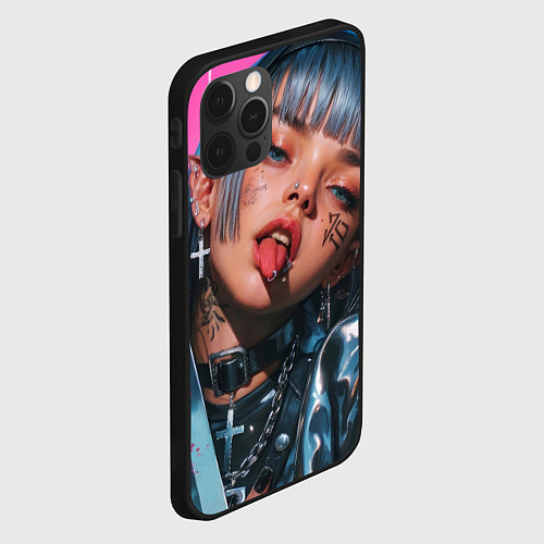 Чехол iPhone 12 Pro Future samurai pink girl / 3D-Черный – фото 2