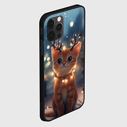 Чехол для iPhone 12 Pro Котенок с новогодними рожками, цвет: 3D-черный — фото 2