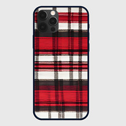 Чехол для iPhone 12 Pro Красно-белая ткань в клетку, цвет: 3D-черный