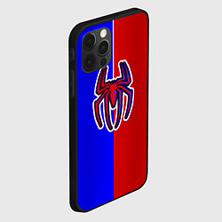 Чехол для iPhone 12 Pro Сине-красный паук - лого, цвет: 3D-черный — фото 2