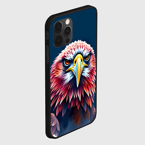 Чехол iPhone 12 Pro Яркий орел на синем фоне / 3D-Черный – фото 2