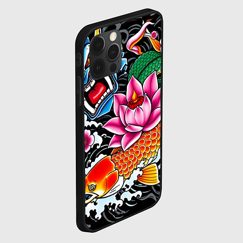 Чехол iPhone 12 Pro Иредзуми татуировка / 3D-Черный – фото 2