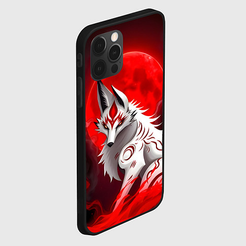 Чехол iPhone 12 Pro Японская белая лиса / 3D-Черный – фото 2