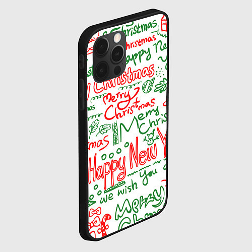 Чехол iPhone 12 Pro Новогодняя атмосфера merry christmas / 3D-Черный – фото 2