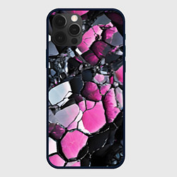 Чехол для iPhone 12 Pro Чёрно-розовый камень, цвет: 3D-черный