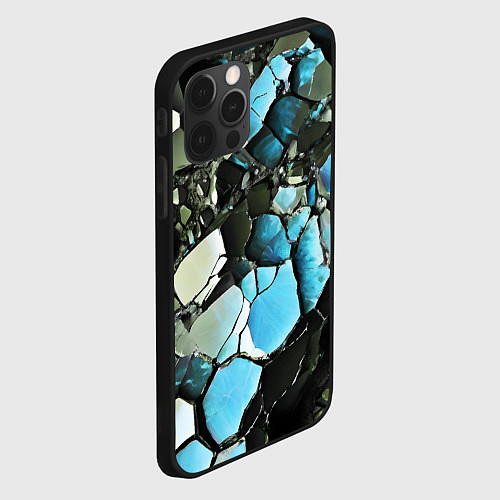 Чехол iPhone 12 Pro Чёрно-синий камень / 3D-Черный – фото 2