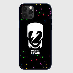 Чехол для iPhone 12 Pro David Bowie конфети, цвет: 3D-черный