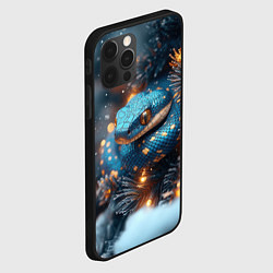 Чехол для iPhone 12 Pro Синяя змея с золотыми пятнами, цвет: 3D-черный — фото 2