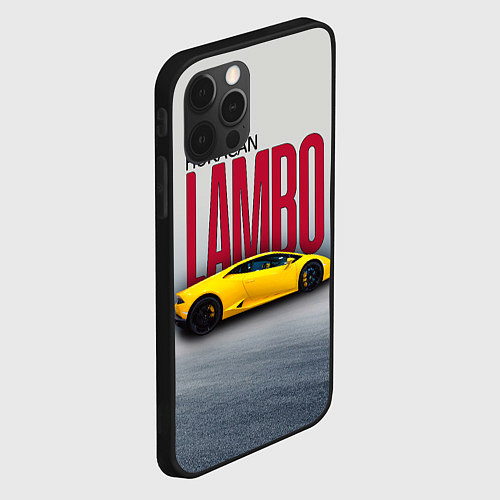 Чехол iPhone 12 Pro Итальянский гиперкар Lambo Huracan / 3D-Черный – фото 2