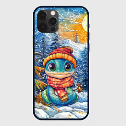 Чехол для iPhone 12 Pro Змейка новогодняя в шапке и шарфе, цвет: 3D-черный