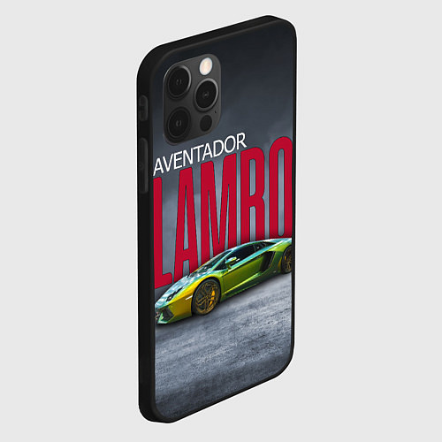 Чехол iPhone 12 Pro Итальянский гиперкар Lambo Aventador / 3D-Черный – фото 2