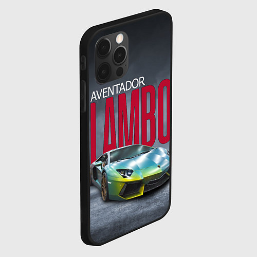 Чехол iPhone 12 Pro Итальянский суперкар Lambo Aventador / 3D-Черный – фото 2