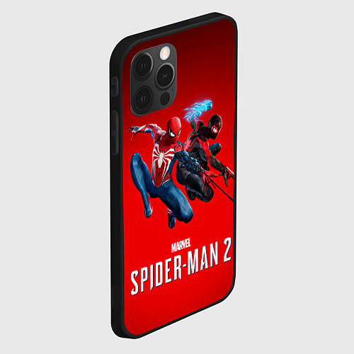 Чехол iPhone 12 Pro Два паука Marvel spider man 2 / 3D-Черный – фото 2