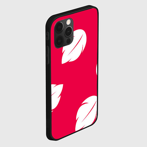 Чехол iPhone 12 Pro Тестура платья Лило с листьями / 3D-Черный – фото 2