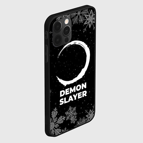 Чехол iPhone 12 Pro Снежный Demon Slayer / 3D-Черный – фото 2