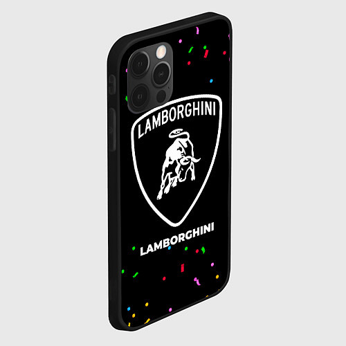 Чехол iPhone 12 Pro Lamborghini конфети / 3D-Черный – фото 2