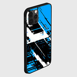 Чехол для iPhone 12 Pro Diagonal black and white stripes on a blue backgro, цвет: 3D-черный — фото 2