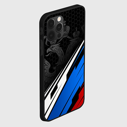 Чехол iPhone 12 Pro Россия - абстракция / 3D-Черный – фото 2