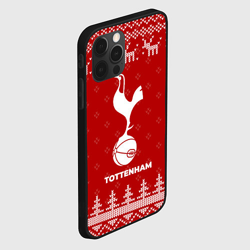 Чехол iPhone 12 Pro Новогодний Tottenham с оленями / 3D-Черный – фото 2